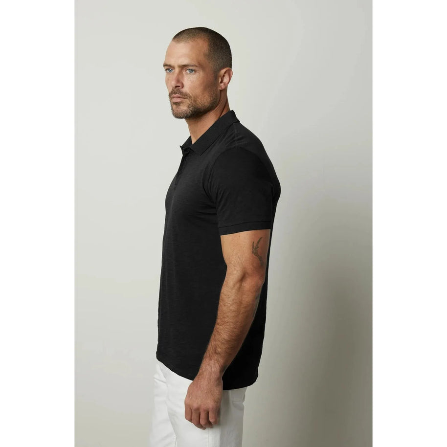 Nico Slub Polo - Black - Room Eight - Velvet by Graham & Spencer