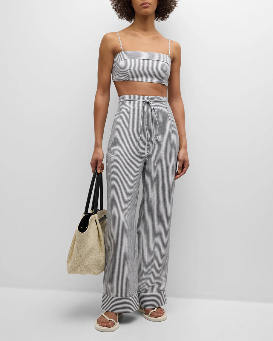 Onia Air Linen Foldover Crop Top - Linen crop top - stripe crop top 