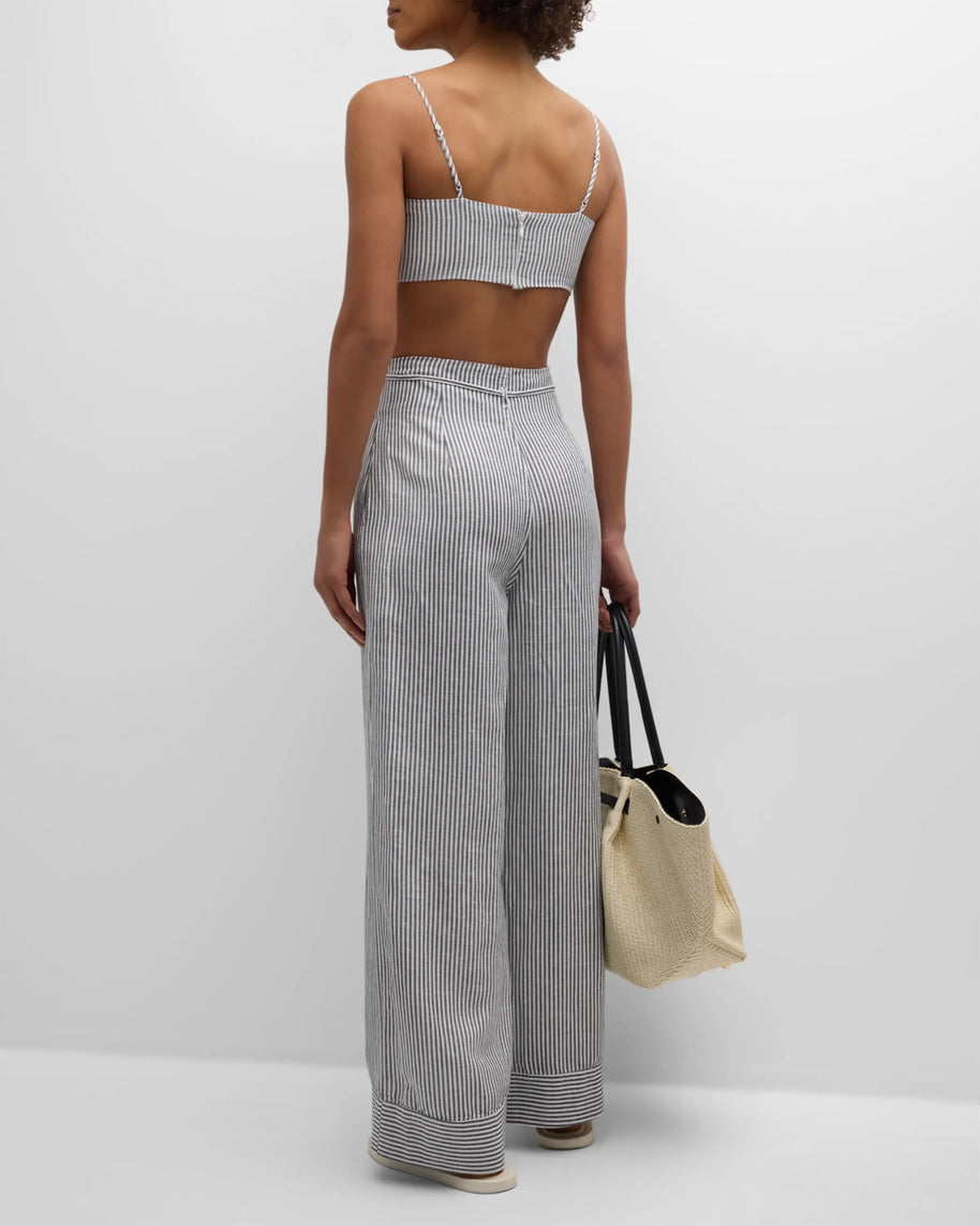 Onia Air Linen Foldover Crop Top - Linen crop top - stripe crop top 