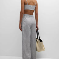 Onia Air Linen Foldover Crop Top - Linen crop top - stripe crop top 