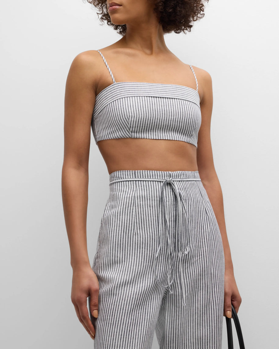 Onia Air Linen Foldover Crop Top - Linen crop top - stripe crop top 