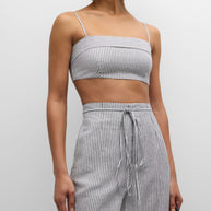 Onia Air Linen Foldover Crop Top - Linen crop top - stripe crop top 