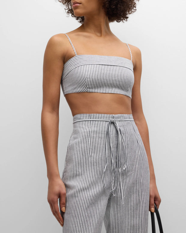 Onia Air Linen Foldover Crop Top - Linen crop top - stripe crop top 