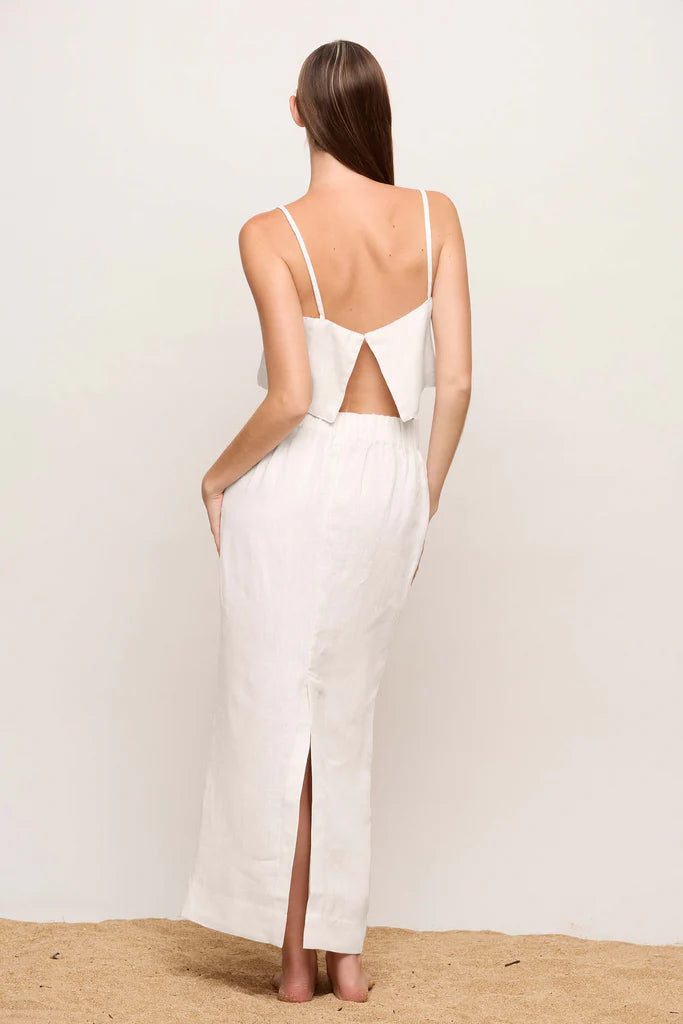 Mikoh swimwear crop white linen top - Priya linen top