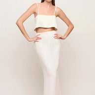 Mikoh swimwear crop white linen top - Priya linen top