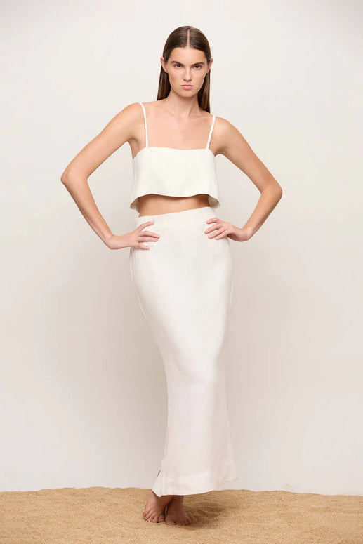 Mikoh swimwear crop white linen top - Priya linen top