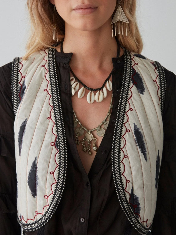 maison hotel rachel vest dust in the wind - cotton vest - embroidered vest 