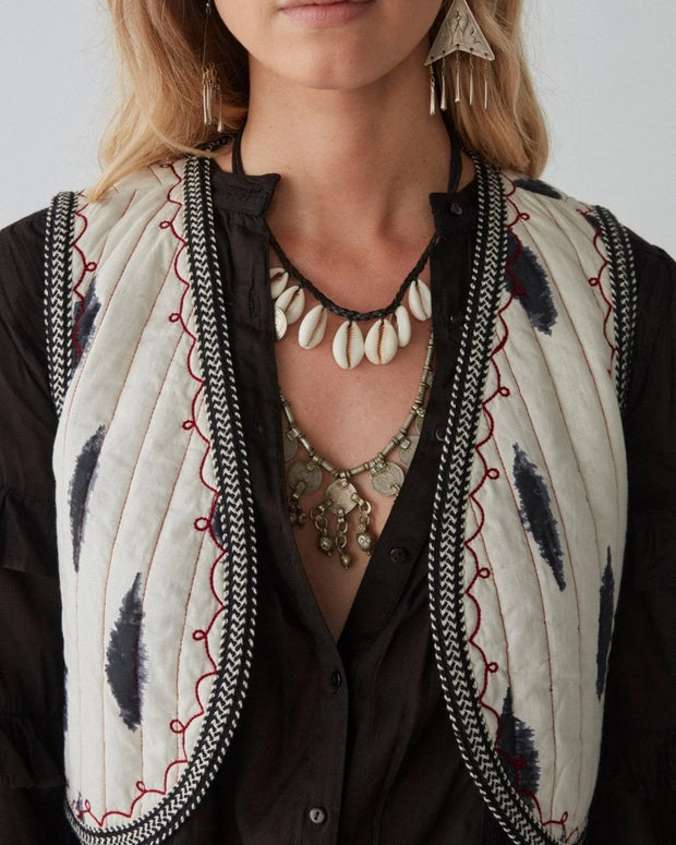 maison hotel rachel vest dust in the wind - cotton vest - embroidered vest 