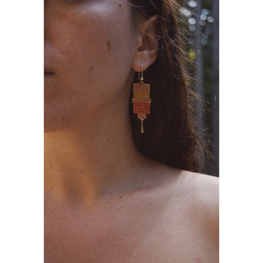 River Earring- In Tangerine - Room Eight - The Rooted Gem Collective