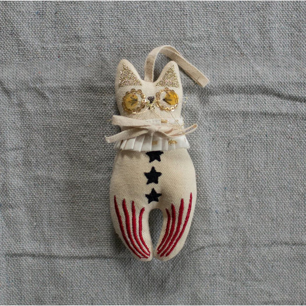 Rocket Cat, Elton John, Cotton stuffed, embroidered Ornament - Room Eight - Skippy Cotton