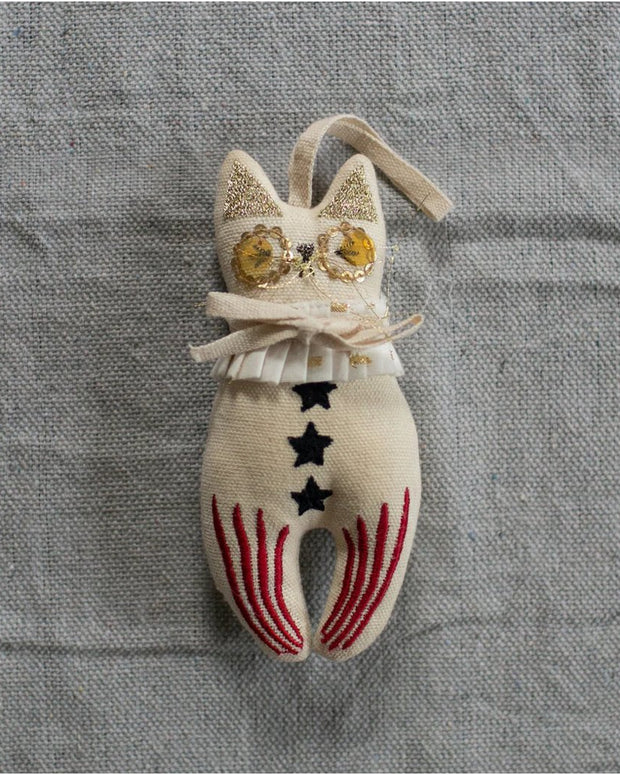 Rocket Cat, Elton John, Cotton stuffed, embroidered Ornament - Room Eight - Skippy Cotton