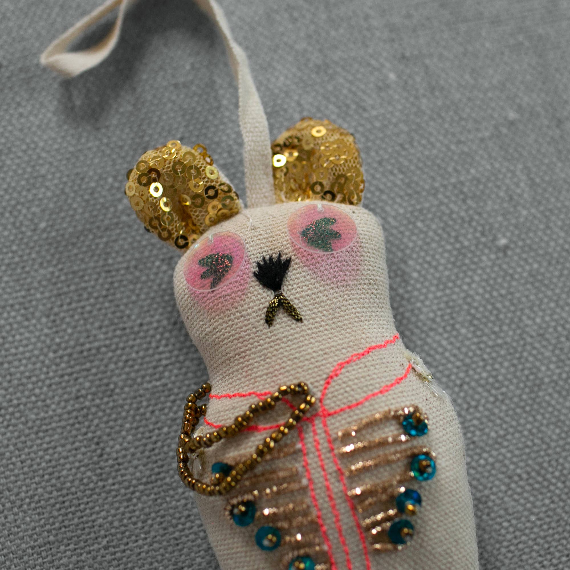 Sargent Pepper Bear - Cotton Ornament, Token, Embellished - Room Eight - Skippy Cotton