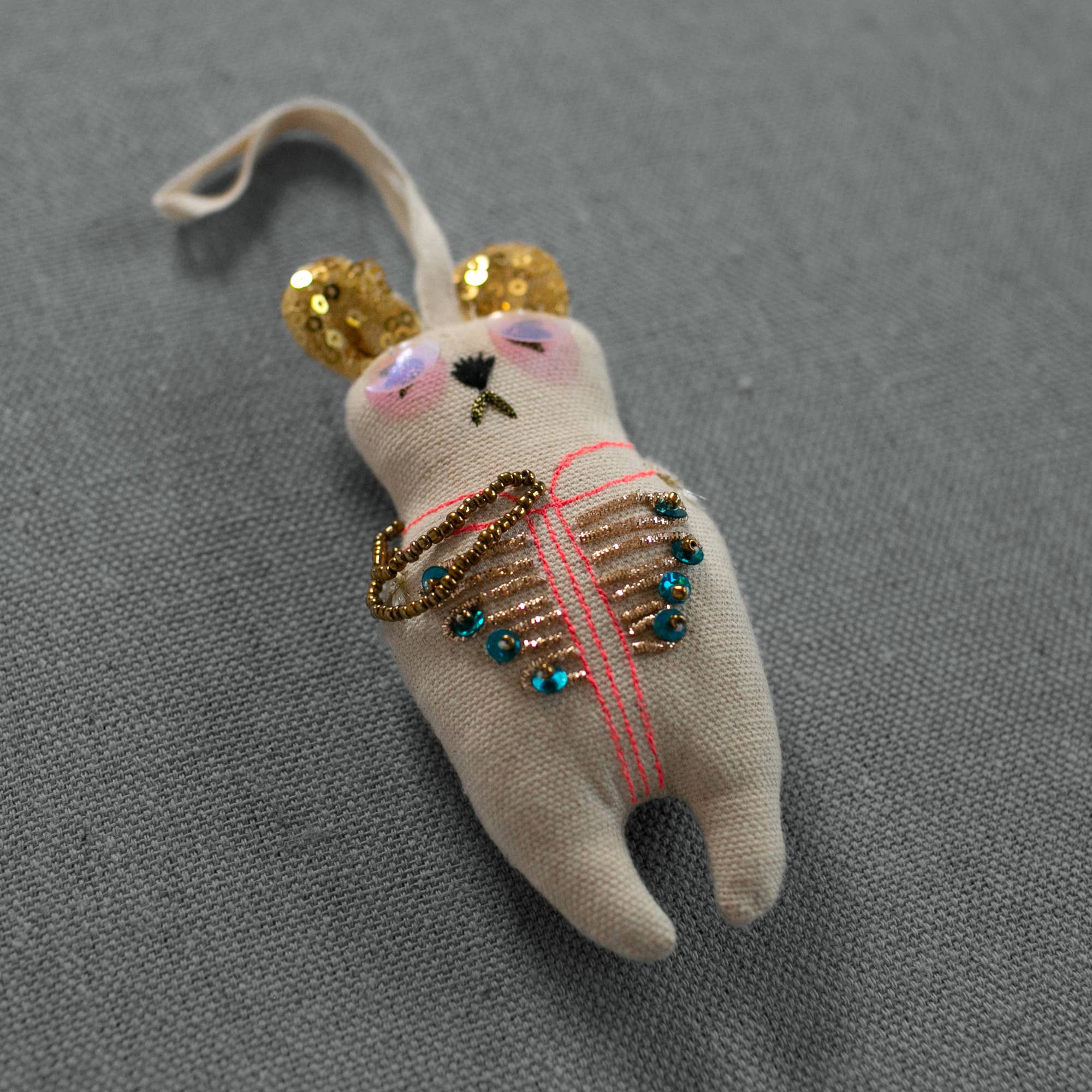 Sargent Pepper Bear - Cotton Ornament, Token, Embellished - Room Eight - Skippy Cotton