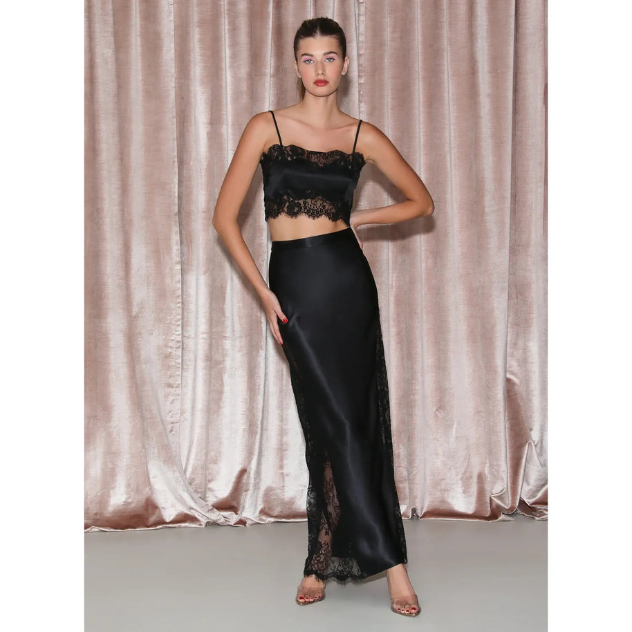 Silk & Lace Bandeau Top - Black - Room Eight - Fleur Du Mal