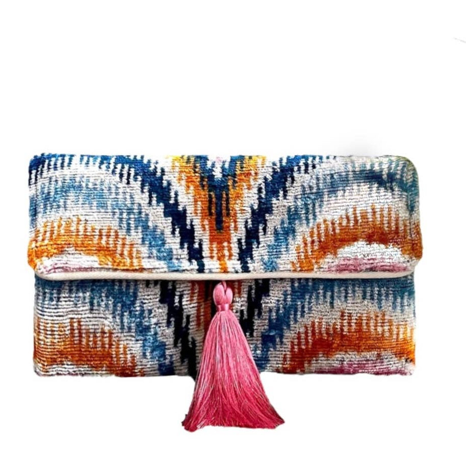 Silk Velvet Ikat Clutch - Lou - Room Eight - AYCA DESIGN