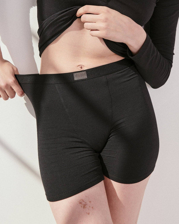 Soft Modal Rib Boyshort: Immersed Black - Room Eight - LUNYA