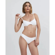 Eyelet Bikini Solid and Striped - White Eyelet - Bikini Top Solid and Striped 