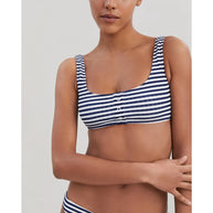 Solid and Striped Ribbed Striped Bikini Top - Button Bikini Top - Bikinis Striped Elle Ribbed 