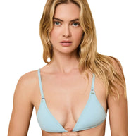 Lulu bikini top solid and striped - blue bikini top