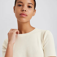 riada t shirt solid & striped - knit lightweight top in cream brule