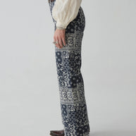 maison hotel twiggy pant in military blue - wide leg bandana print pant - paisley pant - wide leg trouser 