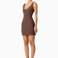 short dress - mini dress - brown dress- chocolate brown dress - elliatt dress - rachel friends - girly dress - party dress