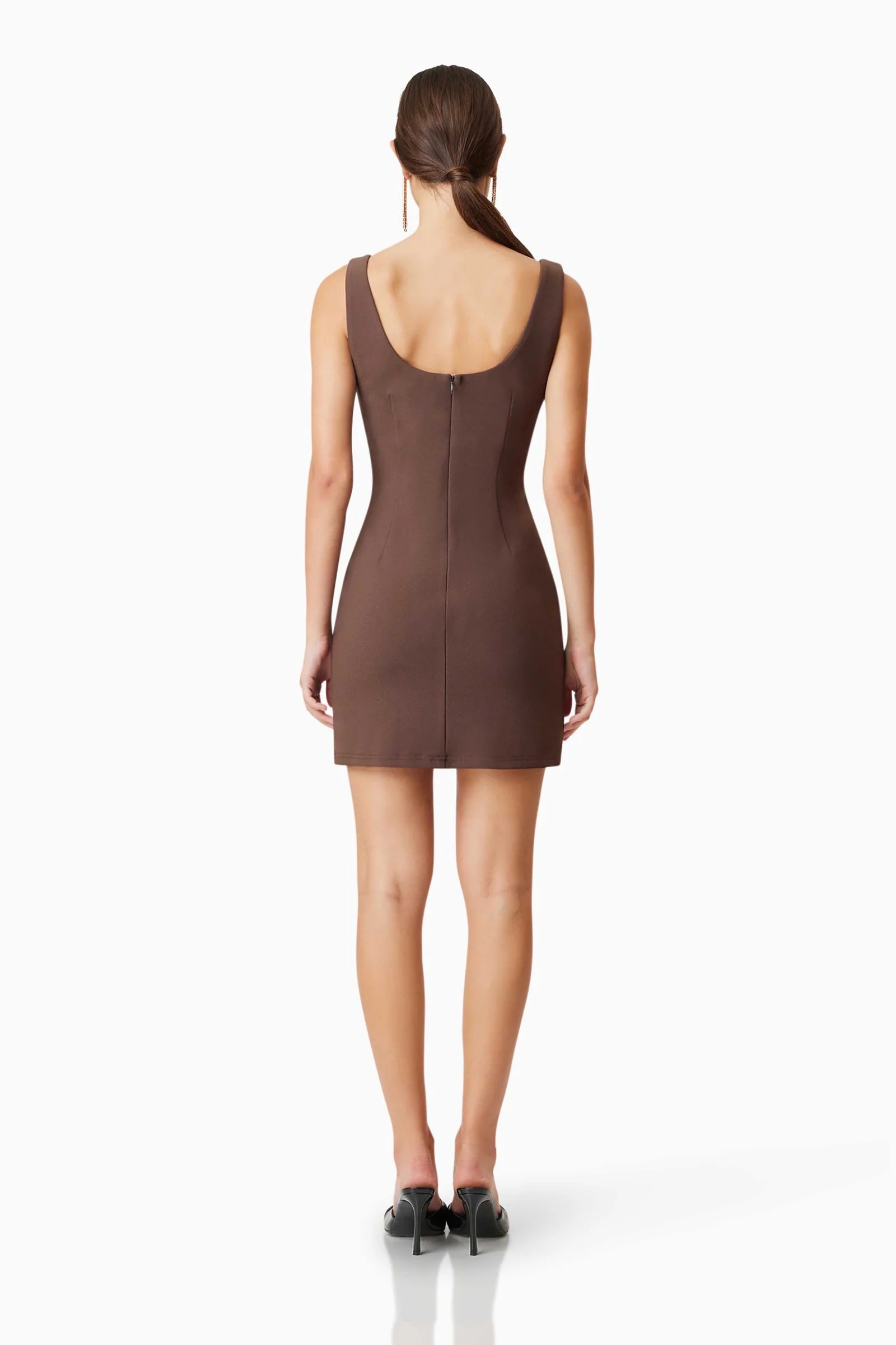 short dress - mini dress - brown dress- chocolate brown dress - elliatt dress - rachel friends - girly dress - party dress