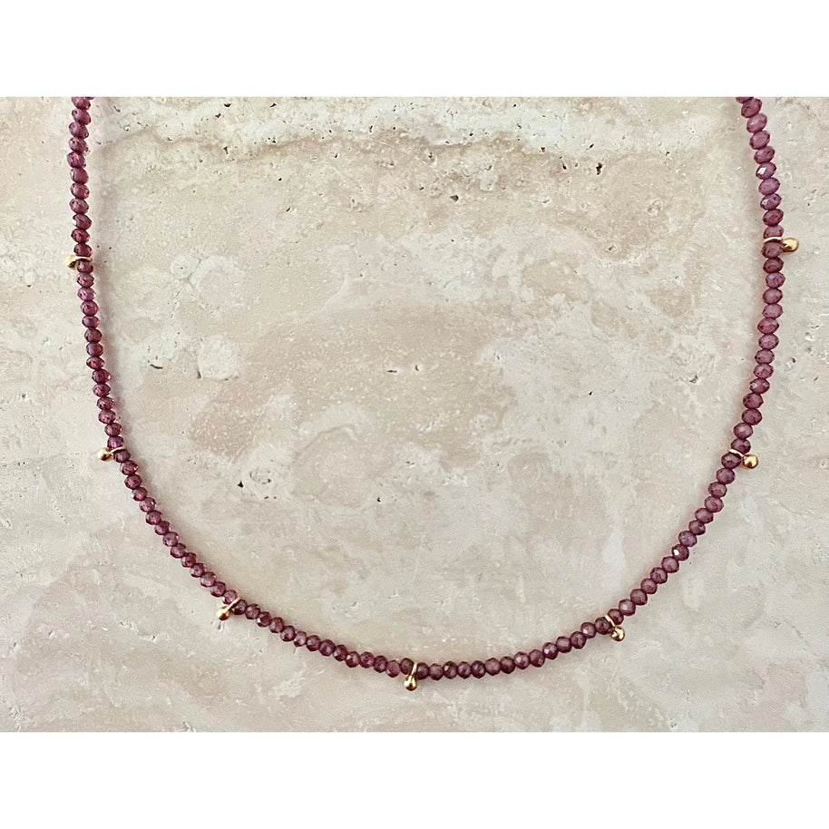 Garnet Necklace with Gold Drops - Room Eight - The Rooted Gem Collective